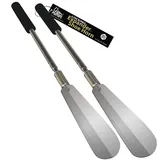 FOOTMATTERS Expander-Schuhlöffel, extra langer Griff, Edelstahl, drehbar zum Verriegeln, ausziehbar 40,6 bis 78,7 cm, 2 Stück, Einheitsgröße - Einheitsgröße