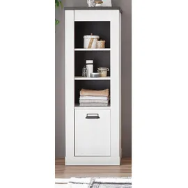 furn.design Badschrank, weiß Pinie anthrazit 51 x 146 cm, Midischrank - Weiß, Dunkelgrau