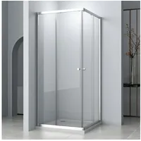 Hopibath Eckdusche 80x80 100x80 Eckeinstieg Duschkabine Chrom H:185cm, BxT: 80x80 cm, 5mm Sicherheitsglas, Doppel Schiebetür, Breite,Tiefe:75/80/90/100cm, mit Alurahmen, 16 Türrollen, Aluprofile mit 20mm Verstellbereich 80 cm x 185 cm x 80 cm