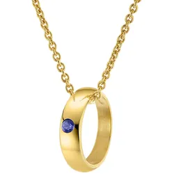 trendor 68062 Anhänger Taufring Gold 333 mit Saphir an goldplattierter Kette, 42 cm