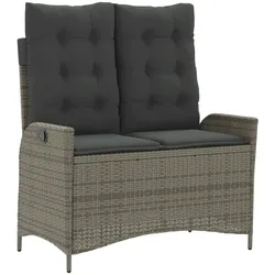 vidaXL Gartenbank Verstellbar mit Kissen Grau Poly Rattan