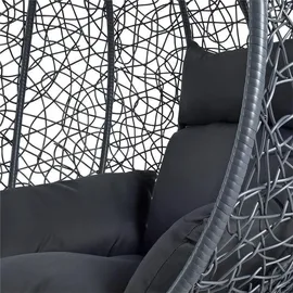 Estexo Polyrattan Hängesessel Hängekorb mit Gestell Rattan Hängestuhl Sessel Anthrazit