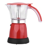 ASHATA Moka Express Espressokocher 300ml Cafe Maker,480W Elektrischer Espressokocher Moka Pot Espressomaschine Kaffeemaschine für Büro, Zuhause, Küche(Rot)