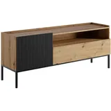 Mirjan24 Como TV-Lowboard 150x60 cm Schwarz/Eiche Metall/PVC/MDF/Holzwerkstoff