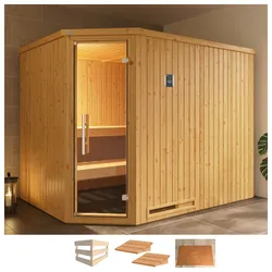 Sauna WEKA "Varberg 4", beige (natur), ohne Ofen, (ohne Ofen), Saunen, ohne Ofen