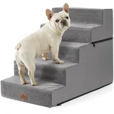 COZY KISS Hundetreppe für Kleine Hunde 60cm, 2-in-1 Haustiertreppe für Couch Bett Sofa, rutschfeste Hundetreppe für Welpen und Alte Katzen mit Stützbrett, Grau