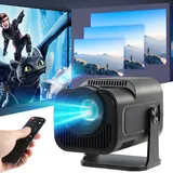 Mini Beamer, HY320 Mini Beamer 4k 200 ANSI Smart Projector mit Android 11, Tragbarer Beamer Outdoor,Unterstützt WiFi 6, BT5.0, Auto Trapezkorrektur, 30"-130" Bildschirm, 180° Drehbar (Schwarz)