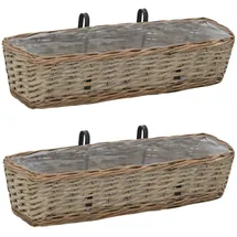 vidaXL Balkon-Blumentöpfe 60 x 18 x 13 cm braun 2 St.