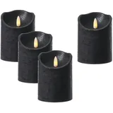 MARELIDA LED Kerzenset Rustik Optik Echtwachs flackernd Timer schwarz 4St.