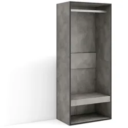 SKRAUT HOME Offener Kleiderschrank, Kleiderbügel mit Einlegeböden, 60x35x145 cm, Schlafzimmer, Kleidung, Schuhe, Moderner Stil, Zementgrau - 439_1
