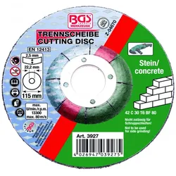BGS 3927 Trennscheibe für Stein Ø115 x 2,5 x 22,2 mm Type 42