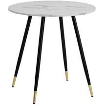 Wohnling Esszimmertisch 75 x 76 x 75 cm Marmor-Optik weiß