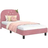 vidaXL Kinderbettgestell mit Kopfteil Rosa 90 x 200 cm Samt