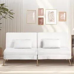 COMHOMA Schlafsofa Verstellbare Rückenlehne. Teddy Stoff für Wohnzimmer und Schlafzimmer Weiß Multifunktionales Schlafsofa. Verstellbare Rückenlehne. Einfach umwandelbar. Platzsparend