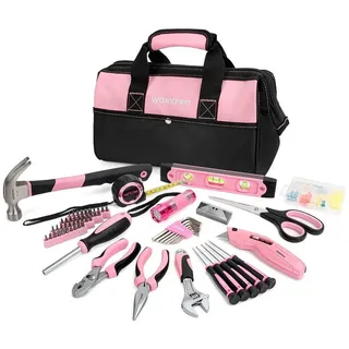 LuxusKollektion Multitool 106-teiliges Pink Werkzeugset in Rosa Werkzeugkoffer mit Tasche