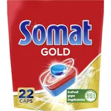 Somat Gold Spülmaschinen Tabs (22 Tabs), Geschirrspül Tabs für strahlend sauberes Geschirr auch bei niedrigen Temperaturen, Extra-Kraft gegen Eingebranntes