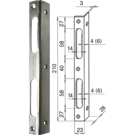 hilber beschläge Sicherheitsschließblech eckig 210 x 23 mm blau verzinkt