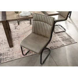 MASSIVMOEBEL24.DE Freischwinger Echtleder 52x62x89 grau Iron Label 04