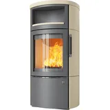 Kaminofen HARK 44-5.1 GT ECOplus FlameKat Raumluftunabhängig 8 kW - Ofenkacheln: quarz-weiß - Korpus: titan