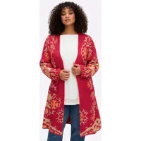 sheego Strickjacke in Erdbeere-Camel-gemustert 52/54