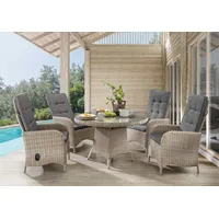 Destiny »PALMA LUNA«, (Set, 5 tlg., 1 Tisch Ø, 4 Hochlehner, verstellbar), (Set, 9-tlg., 4 Hochlehner, 1 Tisch Ø 100x75cm) Aluminium, Polyrattan, natur meliert