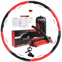 Coradoma Hula-Hoop-Reifen Hula Hoop Reifen Erwachsene 1,2kg Fitnessreifen zum Abnehmen (8-tlg) rot|schwarz