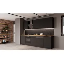 Küchen-Preisbombe SIENA BASIC Küchenzeile 280 cm Schwarz