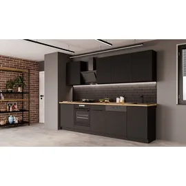 Küchen-Preisbombe SIENA BASIC Küchenzeile 280 cm Schwarz