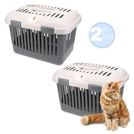 GarPet 2x Katzentransportbox Oben Öffnen Open Top Stressfrei Dachöffnung Hundetransportbox Hunde Katzen Kleintier Transport Box Transportbox