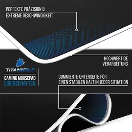 Titanwolf Gaming Mauspad, XXL Speed Gaming Mousepad / Extragroße Fläche von 900 x 400mm, Symbol weiß