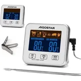 Ulisem Fleischthermometer Kochthermometer, Digitales Küchenthermometer mit Timer für Smoker, LCD-Hintergrundbeleuchtung, BBQ-Thermometer mit