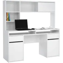 Dmora Schreibtisch Agnella 149x48,2x156,2h cm Weiß 2 Schubladen 7 Regale - Weiß