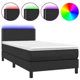 vidaXL Boxspringbett mit Matratze & LED Schwarz 100x200 cm Kunstleder