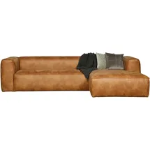 Woood Eckcouch Leder 3-Sitzer Cognac