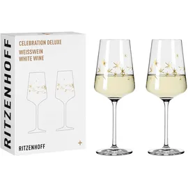 Ritzenhoff & Breker RITZENHOFF 6141012 Weißweinglas 400 ml - Serie Celebration Deluxe Set Nr. 3, 2 Stück, Echt-Gold - Made in Germany