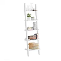 SoBuy Leiterregal FRG17, Wohnzimmer, Schlafzimmer, Küche, Standregal Bücherregal Badregal Wandregal mit 5 Ebenen weiß