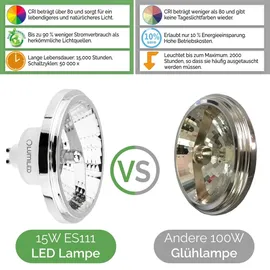 Lumiled LED-Leuchtmittel ES111 GU10 Fassung dimmbar 230V 15W (Entspricht 100 Watt) Neutralweiß 4000K 24 Grad Abstrahlwinkel Silber 1521 Lu...