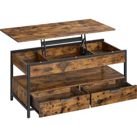 VASAGLE Couchtisch höhenverstellbar Braun Schwarz 50 x 100 x 48-63 cm