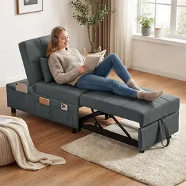 Homcom Schlafsessel 4-in-1 Textil 181 x 43 x 65,5 cm Grau mit Kissen