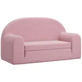 vidaXL Kinder Schlafsofa 2-Sitzer, 2-in-1 Kindersofa mit Schlaffunktion, Kindersessel Sofa Abnehmbarer Bezug, Kindercouch Couch Kindermöbel, Rosa Weicher Plüsch