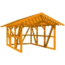 SKANHOLZ Skan Holz Carport Schwarzwald 4,24 x 6,00 m eiche hell mit Rückwand