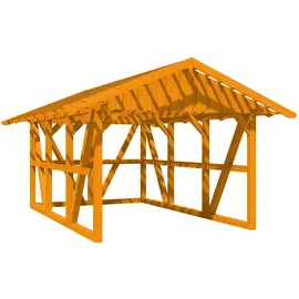 SKANHOLZ Skan Holz Carport Schwarzwald 4,24 x 6,00 m eiche hell mit Rückwand