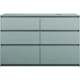 Burgbad Lin20 Waschtischunterschrank inklusive Konsolenplatte, Beckenausschnitt rechts, 6 Auszüge, 1402x552x900mm, SGRB140RF5395, Farbe: Eisblau Matt / Rückwand Anthrazitgrau