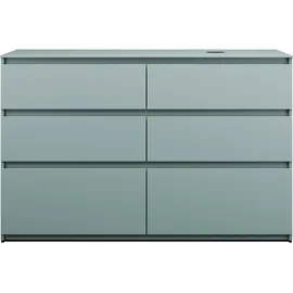 Burgbad Lin20 Waschtischunterschrank inklusive Konsolenplatte, Beckenausschnitt rechts, 6 Auszüge, 1402x552x900mm, SGRB140RF5395, Farbe: Eisblau Matt / Rückwand Anthrazitgrau