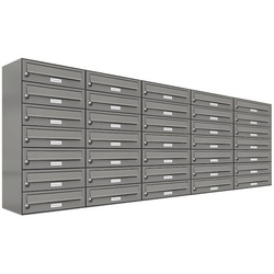 AL Briefkastensysteme Wandbriefkasten 35er Premium Briefkasten Aluminiumgrau RAL Farbe 9007 für Außen Wand grau