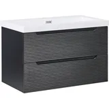 Wandmontierter Waschbeckenunterschrank mit Waschbecken MAKANA 80 cm Schwarz