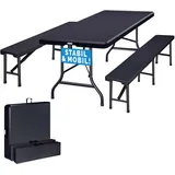 CASARIA Bierzeltgarnitur 3-tlg Kunststoff Anthrazit 183cm