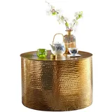 KADIMA DESIGN Couchtisch 61 x 40,5 x 61 cm Aluminium Beistelltisch in Gold | Gr.: onesize