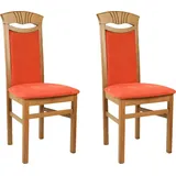 Home affaire Esszimmerstuhl Franz (Set, 2 St), strapazierfähige Microfaser, Gestell Buche natur oder weiß, Holzstuhl orange