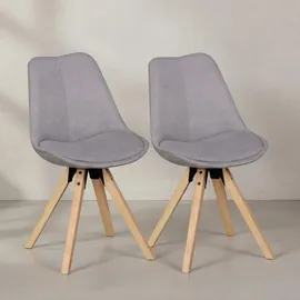 KADIMA DESIGN 2er Set Esszimmerstühle LUND: Stoffbezug und Holzbeine, Skandinavisches Design, Komfortables Sitzen, Verschiedene Farben
